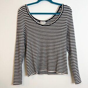 Women's Universal Thread Black Striped Cotton Pullover Shirt XXL